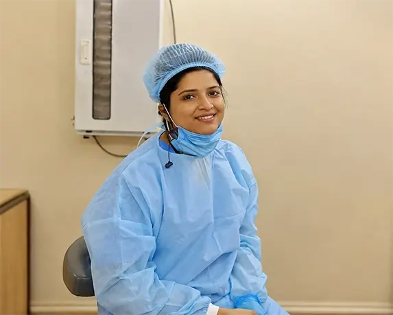 Dr Madhulika Purkait at the treatment chair in her Bhowanipore clinic